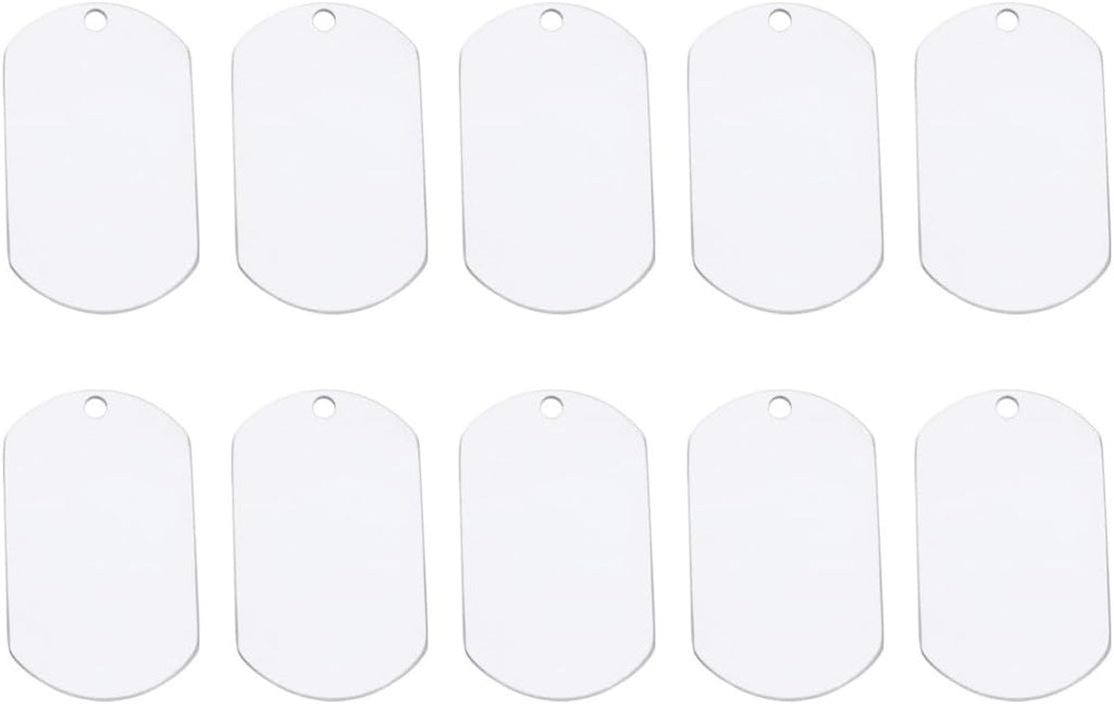 10pcs Dog Id Tags Aluminum Pendant Necklaces Keychains Silver