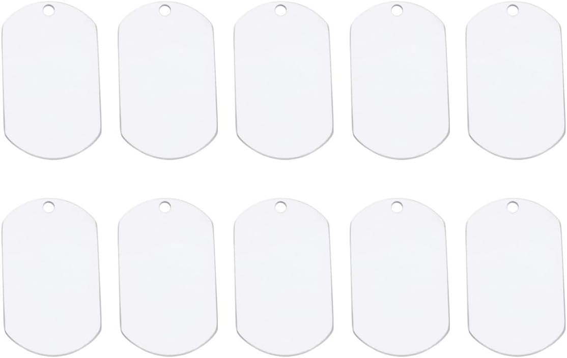 10pcs Dog Id Tags Aluminum Pendant Necklaces Keychains Silver