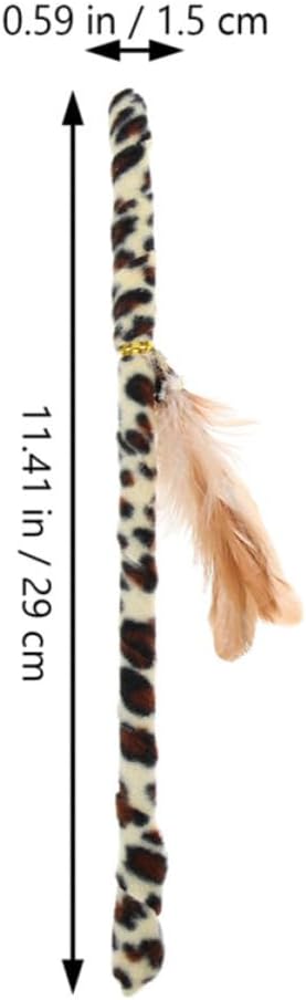 WOONEKY 4pcs Leopard Print Feather Cat Teaser Wand Interactive Plaything