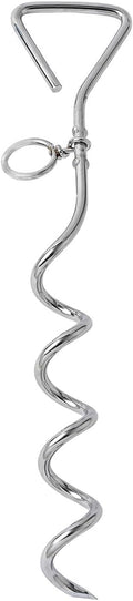 Dog Tie-Out Stake, Durable Silver Spiral Anchorstake, Secure Outdoor Tethering for All Cable Leash Chain, Camping Yard, 