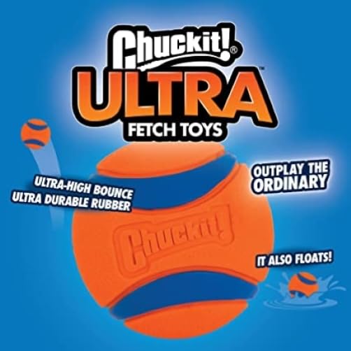 Chuckit! Ultra Rubber Dog Balls with Cleaning Bucket, Medium 2.5-in, 8-Pack
