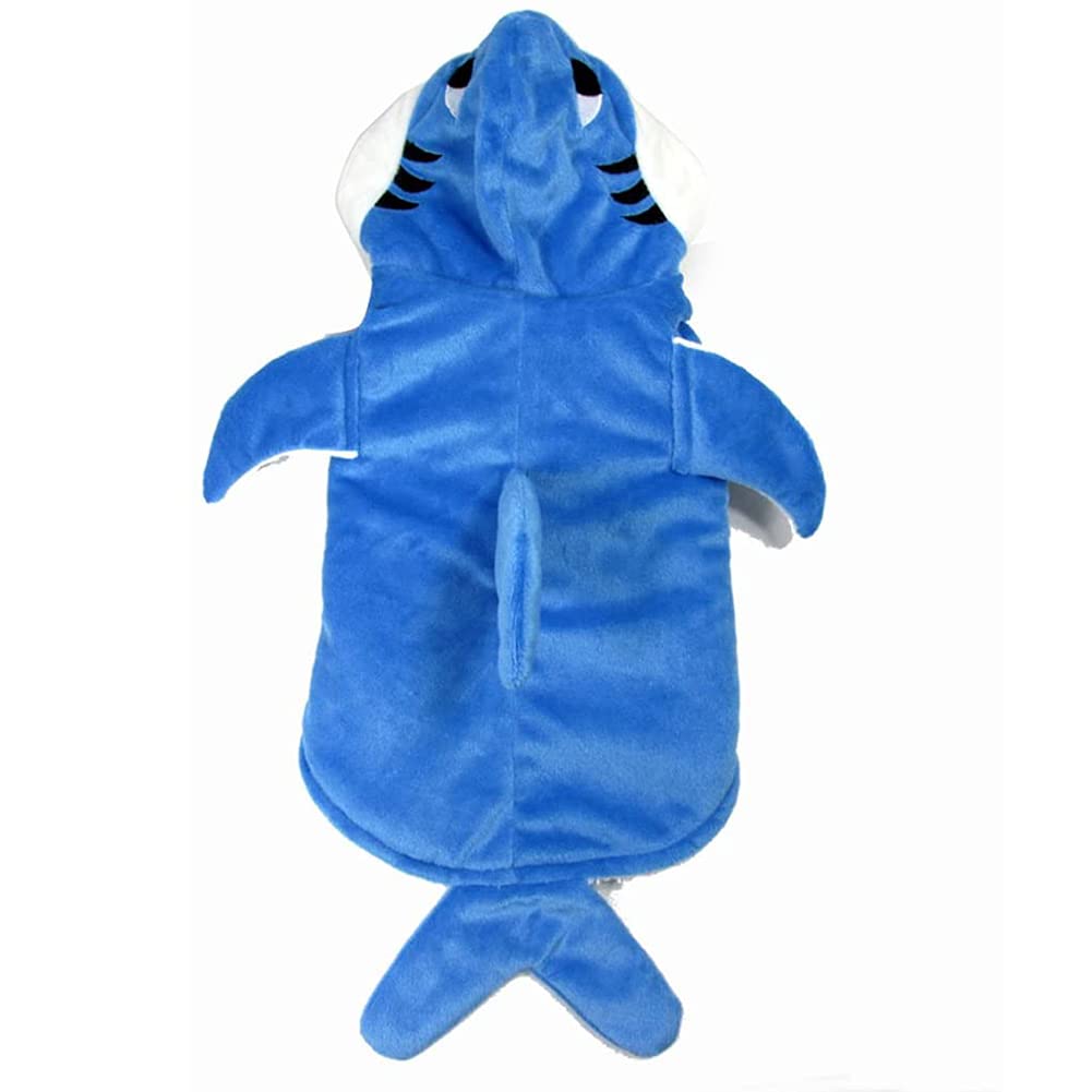 NACOCO Dog Shark Costume Cute Pet Clothes Halloween Holiday Coat Hoodie for Cats and Dogs (Blue, S)
