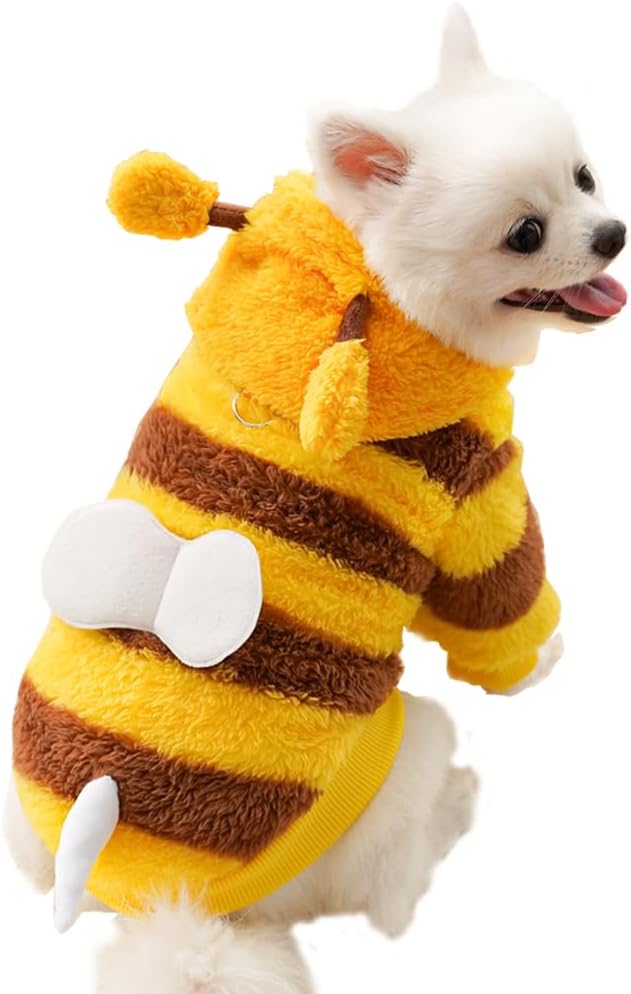 Dog Shark Costume Funny Pet Hoodies for Small Dogs Fleece Puppy Sweatshirt with D-Ring Winter Chihuahua Clothes Cold Wea
