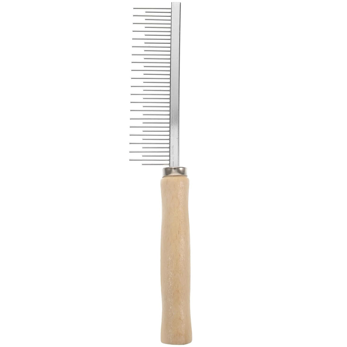 Dog Cat Grooming Comb, Stainless Steel Teeth, Wooden Handle, Fine Tooth