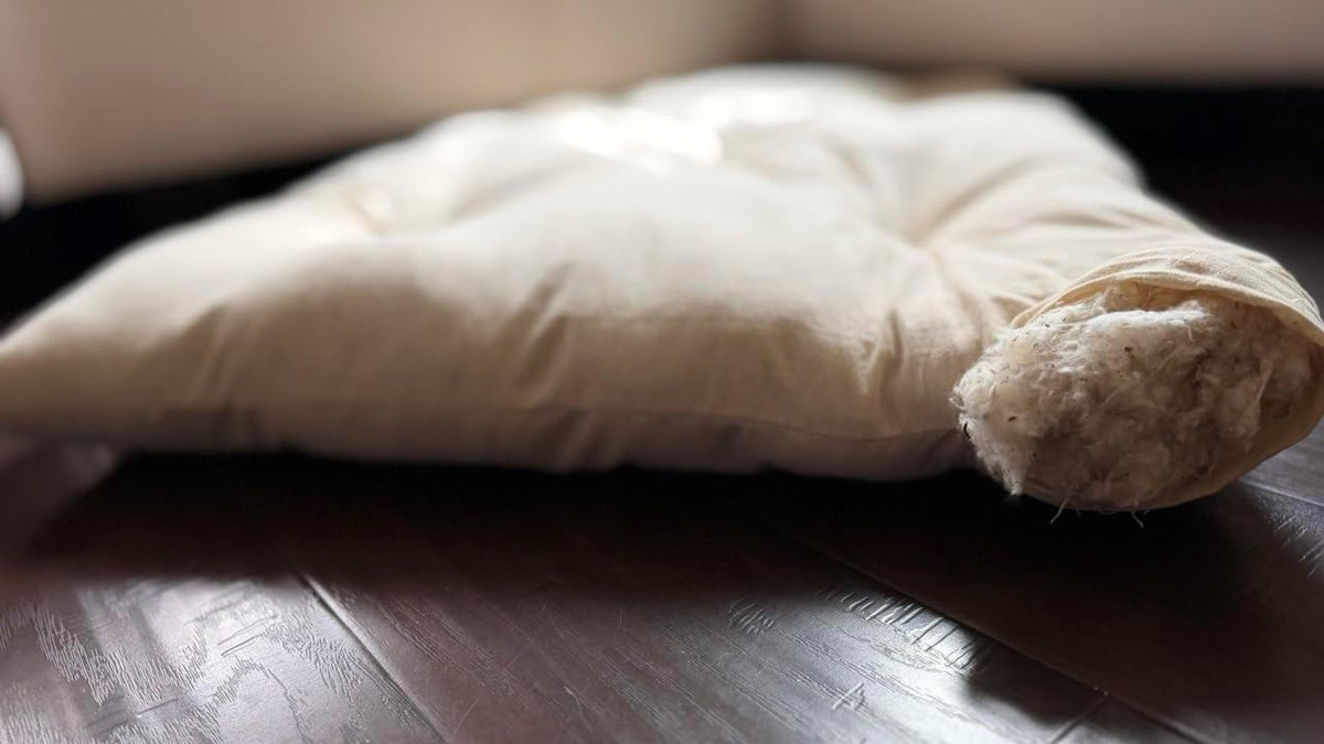 Rectangular Muslin Dog Bed Insert with Raw Cotton Filler, Natural Pet Bed Cushion Insert, Breathable Inner Pillow for Do