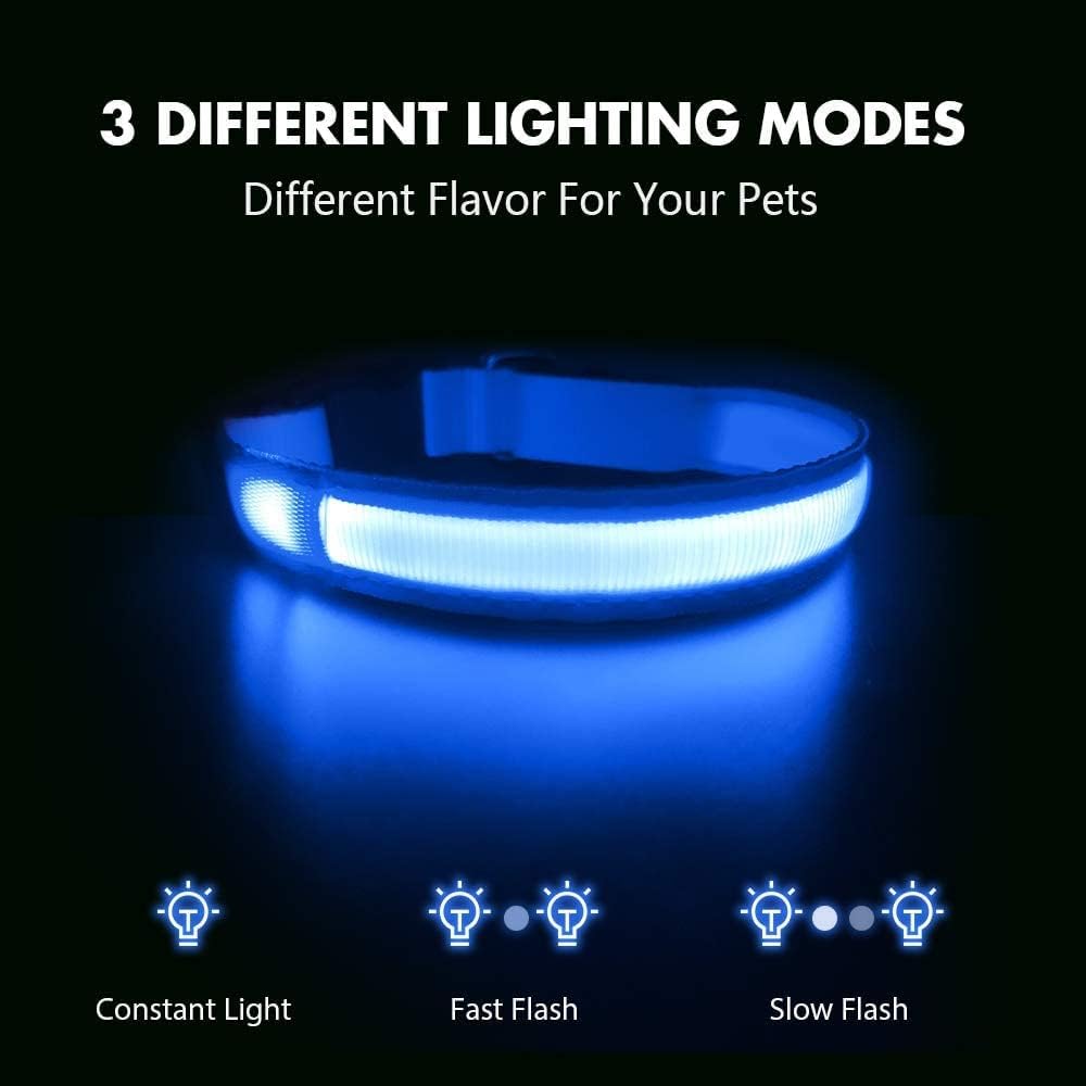 Light Up DogCollars-Rechargeable LED Dog Collar-Waterproof Night Walking Glowing Dog Collar for Small Medium Large Dogs