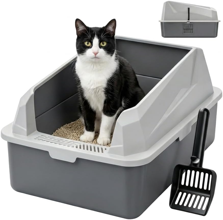 High-Sided Anti-Urine Leakage XL Cat Litter Box Green