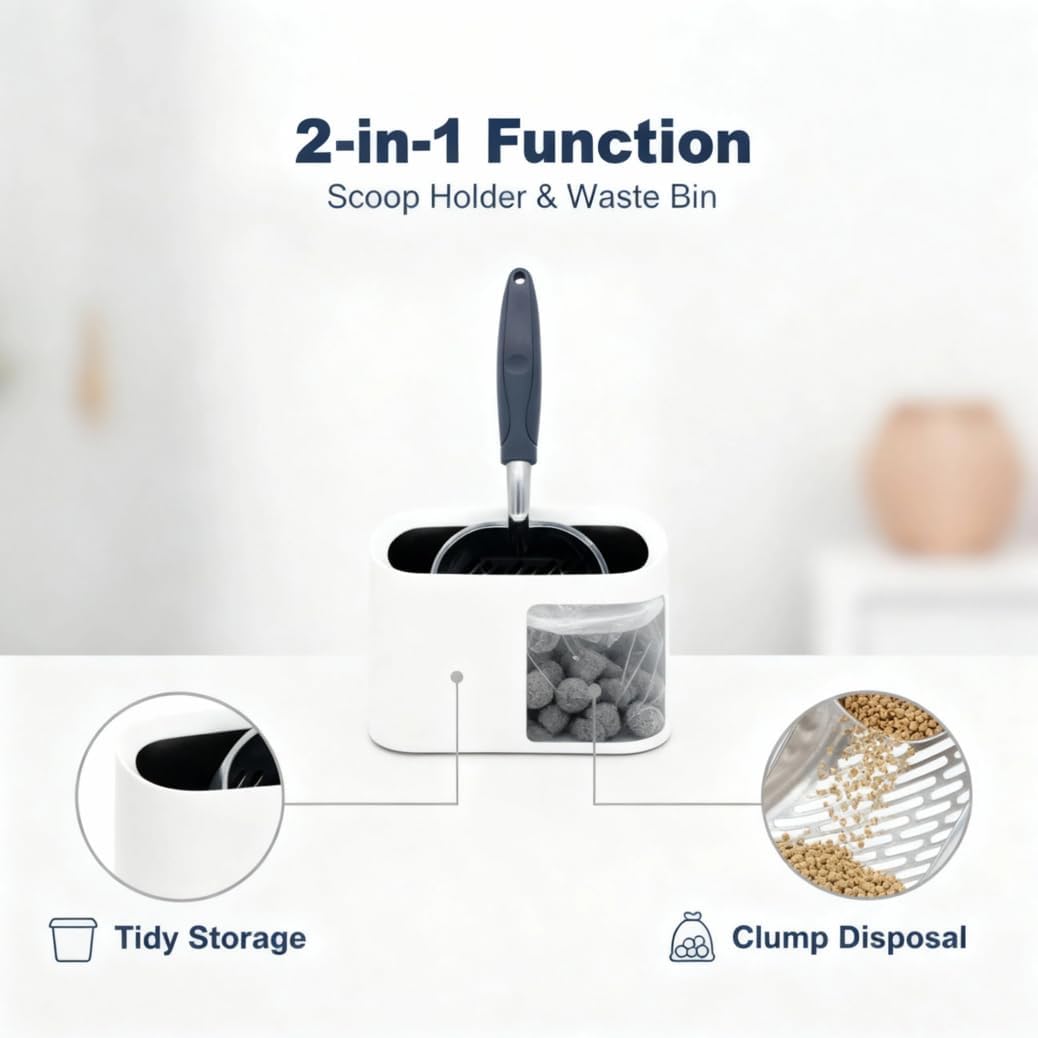 Heavy-Duty Metal Cat Litter Scoop with Holder
