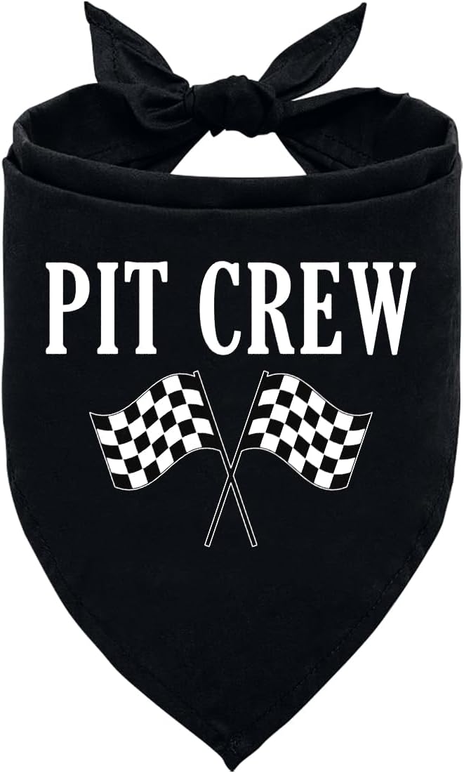 Pit Crew Dog Bandana, Red Dog Bandana, Checkered Flags Race Car Flag Dogs Bandanas, Pet Triangle Scarf, Gift for Dogs Lo