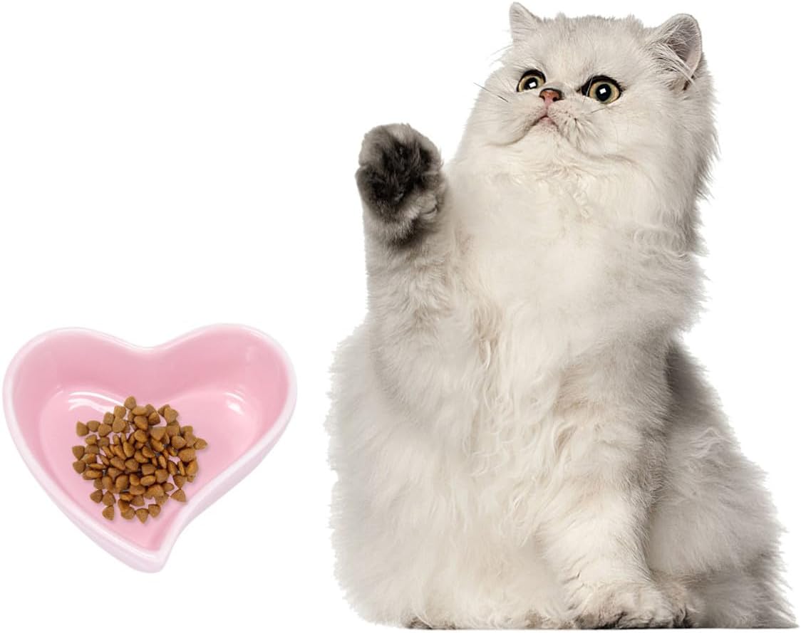 Adorable Ceramic PET Feed Bowl Love Shape Easy to Clean