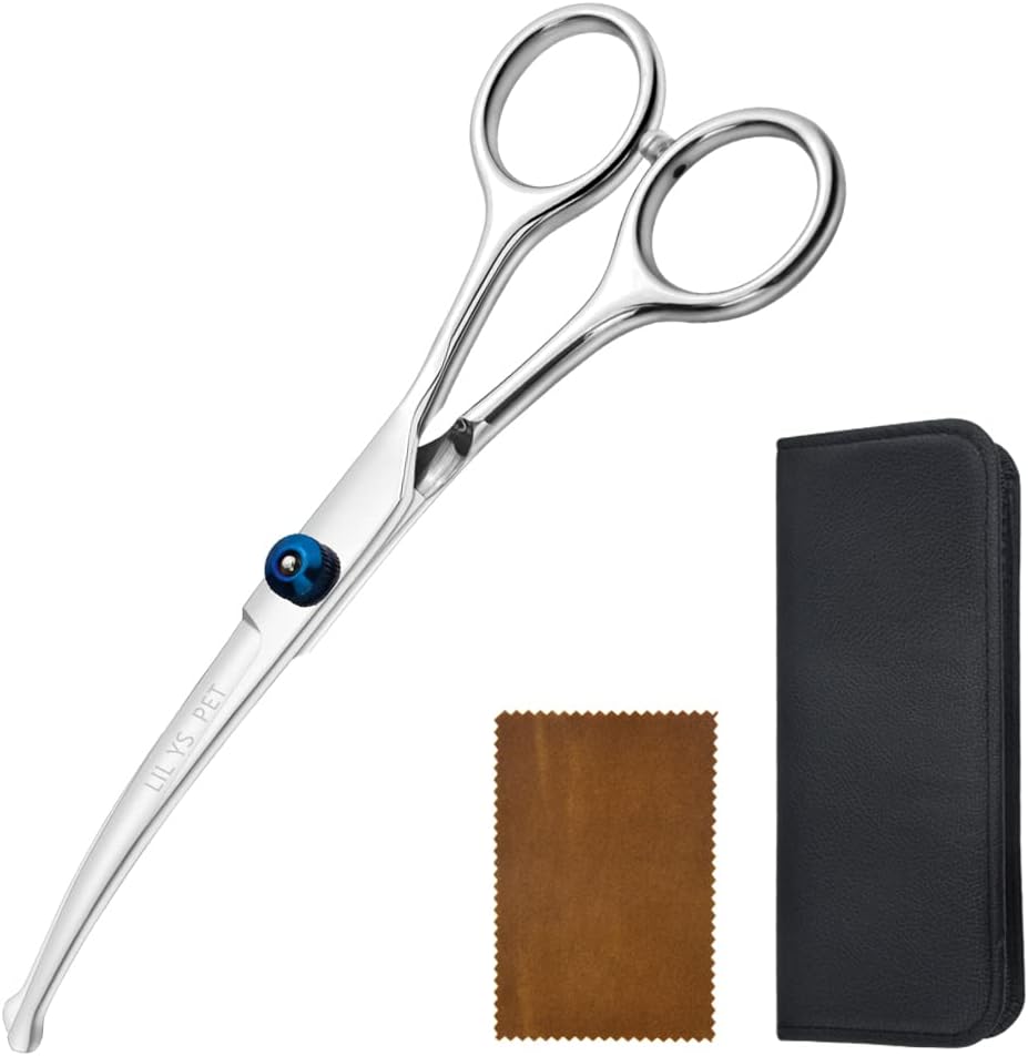 6.5" Right-handed Pet Round-Tip Grooming Stainless steel Safety Grooming for Dogs and Cats (Curved Scissor)