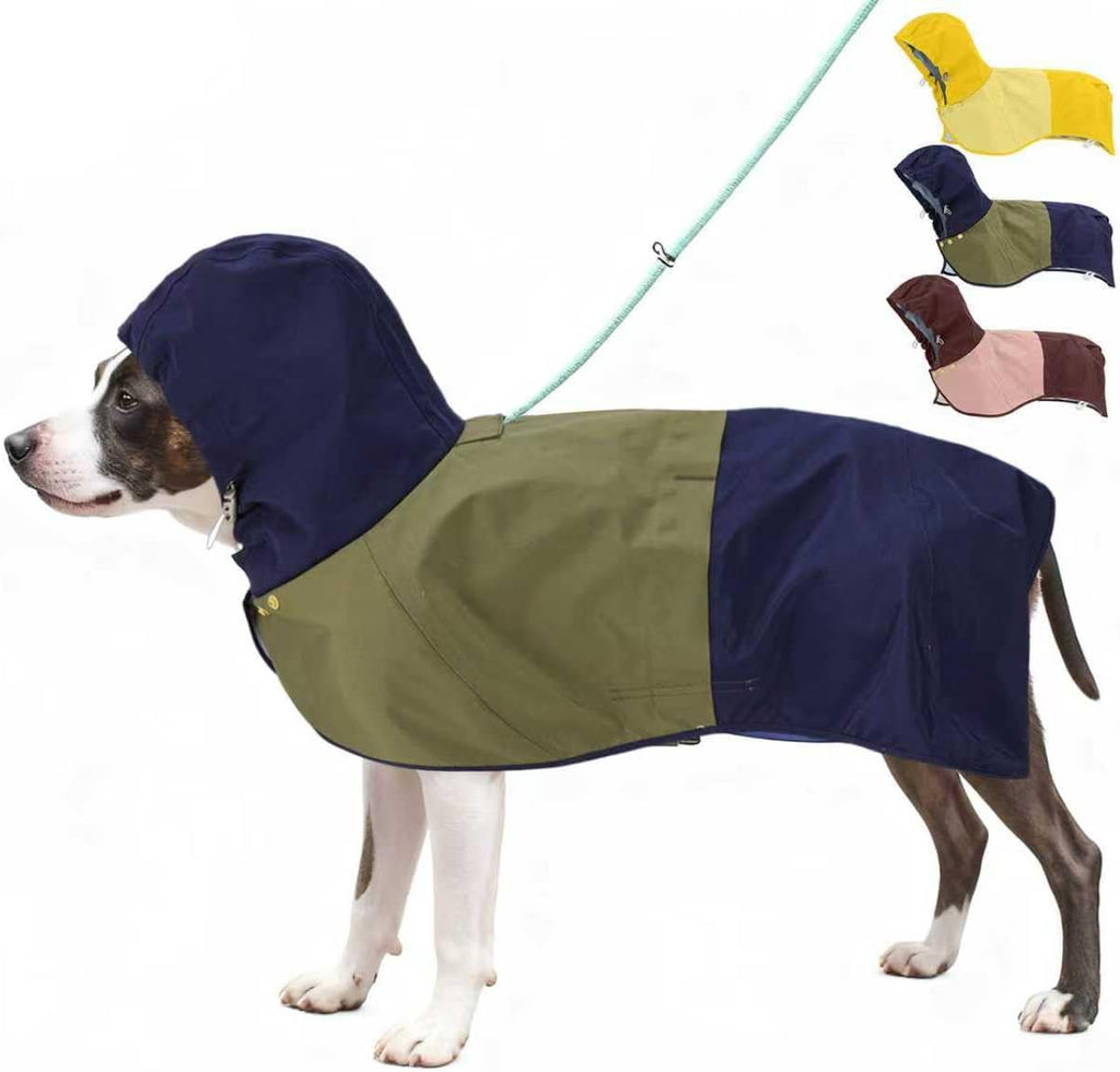 Waterproof Dog Raincoat with Hood, Extended Coverage Rain Jacket for Samll Dogs, Wind-Resistant Secure Fit with Leg Stra