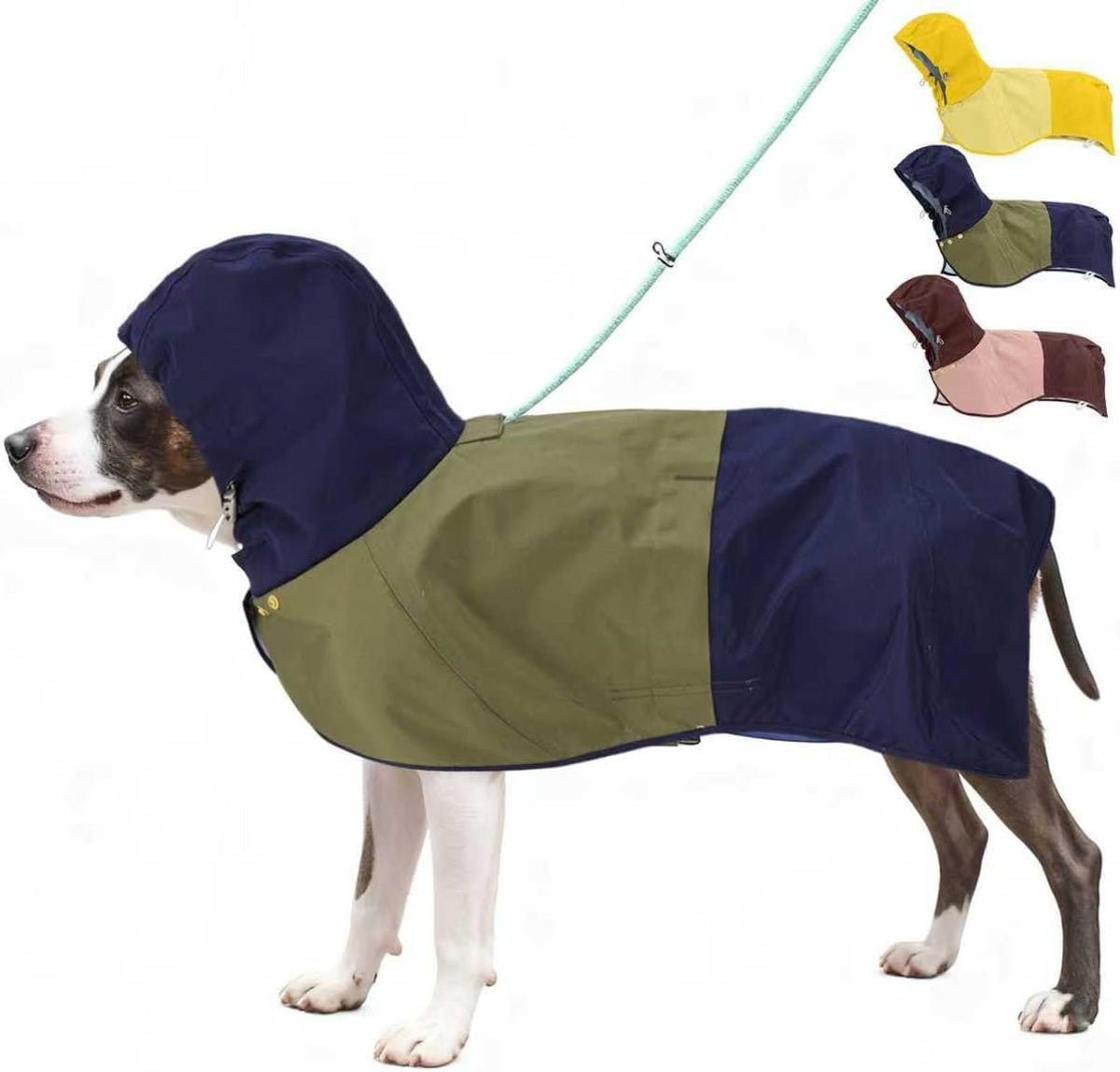 Waterproof Dog Raincoat with Hood, Extended Coverage Rain Jacket for Samll Dogs, Wind-Resistant Secure Fit with Leg Stra