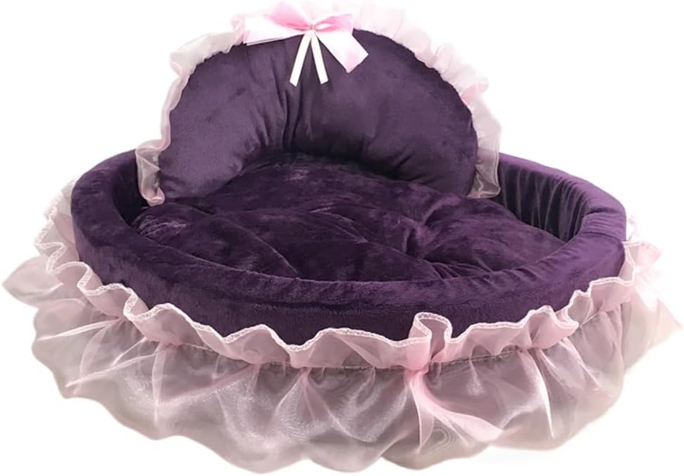 Washable Princess Pet Bed for Small Medium Dogs & Cats - Soft Plush Warm Cave Sofa Cushion, Cozy Snuggle Nest Mat, Cute 