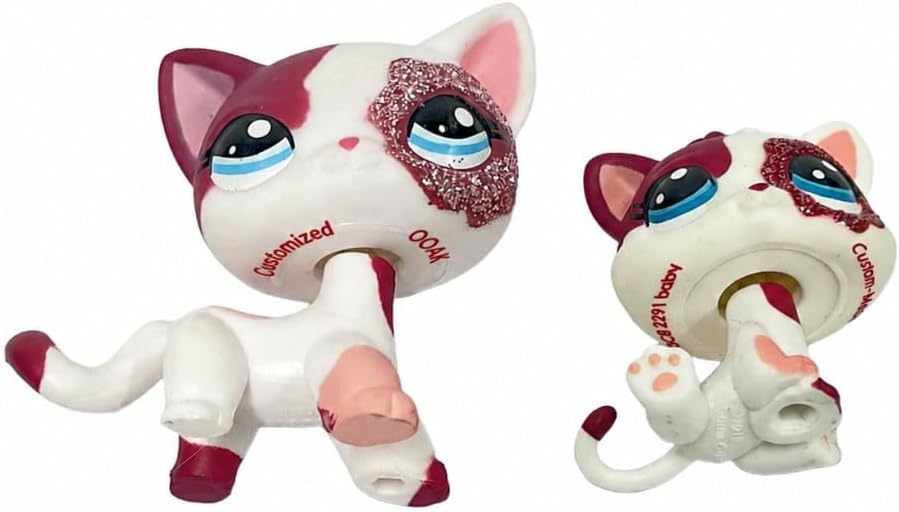 2pcs/Set Custom Pet Shop Toy Flocked Cat Collie Great Dane Cocker Spaniel Dachshund Dog with Baby Puppy Kitten OOAK (#22