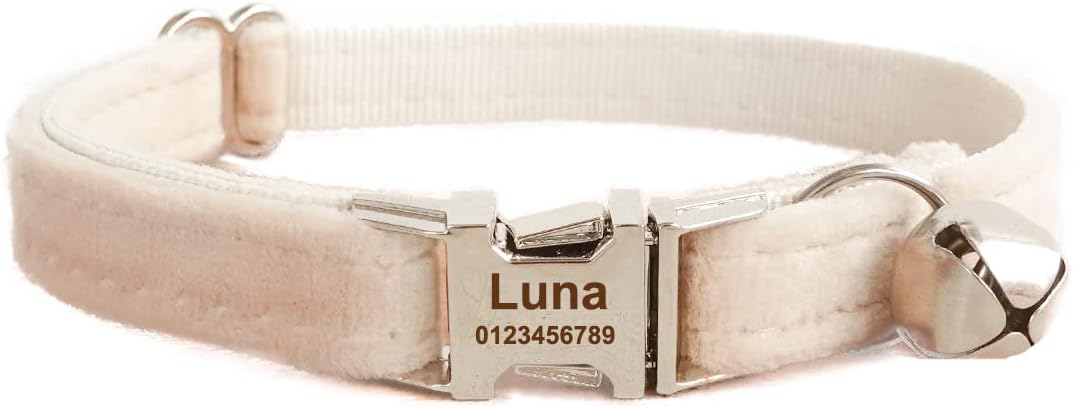 Cat Collar Personalized with Name Phone Number Engraved,Customized with Bell for Small Dogs Puppy Kitten
