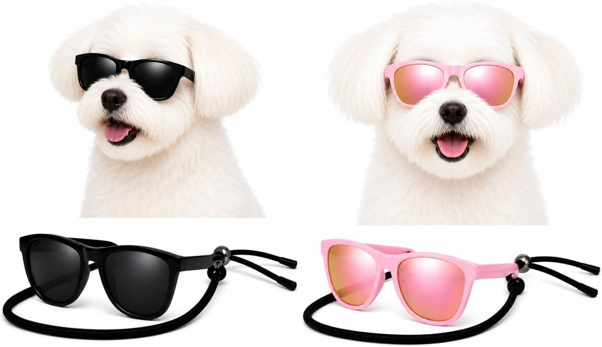 G014 Retro 80s Pet Dog Sunglasses Teacup Toy Small Medium Breed (S Dog up to 15 lbs, Black)