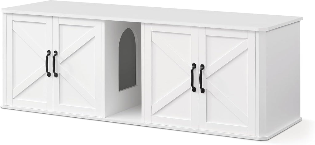 Feandrea Double Cat Litter Box Enclosure for 2 Cats, Front Entry