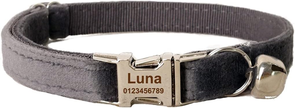 Cat Collar Personalized with Name Phone Number Engraved,Customized with Bell for Small Dogs Puppy Kitten