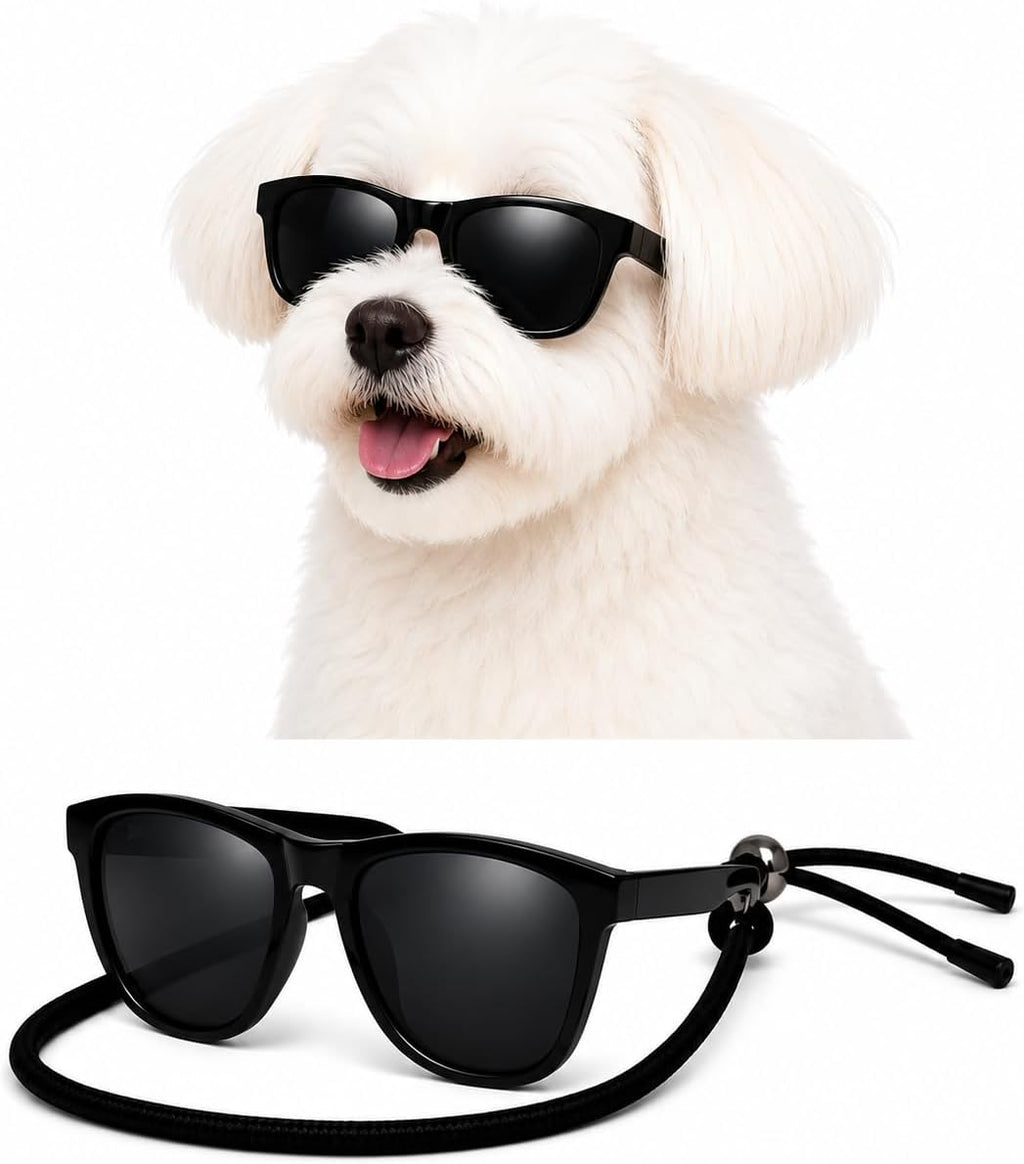 G014 Retro 80s Pet Dog Sunglasses Teacup Toy Small Medium Breed (S Dog up to 15 lbs, Black)