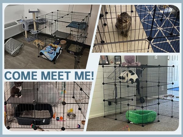 Oneluck 3-Tier Cat Cages Indoor Enclosure DIY Cat Playpen Catio Detachable Metal Wire Kennels Cats Crate Large Extra Exercise Place Ideal for 1 Cat,35.4 Inches