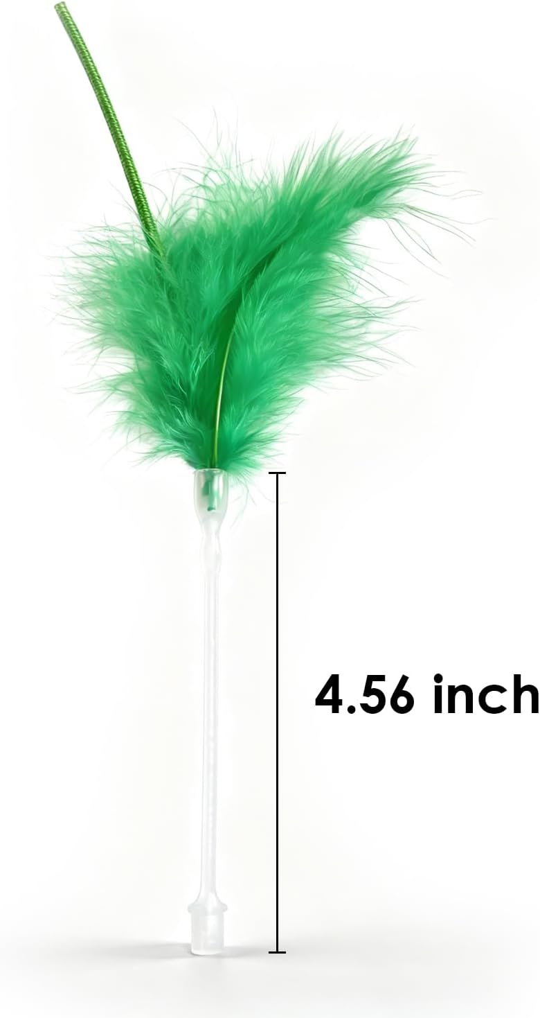 6-Pack Replacement Feathers for Hide and Seek Interactive Cat Toy, Durable Feather Wand Refills, Moving Wand Attachments
