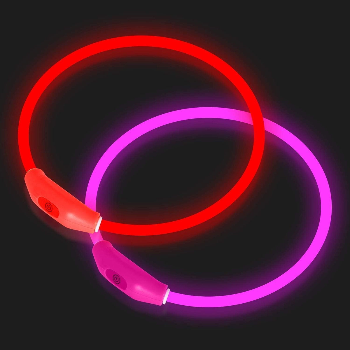 2-Pack LED Dog Collar, Light Up Dog Collars,Rechargeable Dog Lights for Night Walking，Universal, Reusable Safety Necklac
