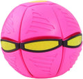 Interactive Deformable UFO Dog Toy, 2-in-1 Flying Disc Ball (rose red)