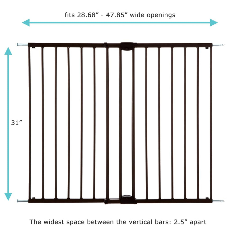 Toddleroo Easy Swing & Lock Baby Gate for Top of Stairs: 31" Tall, Bronze