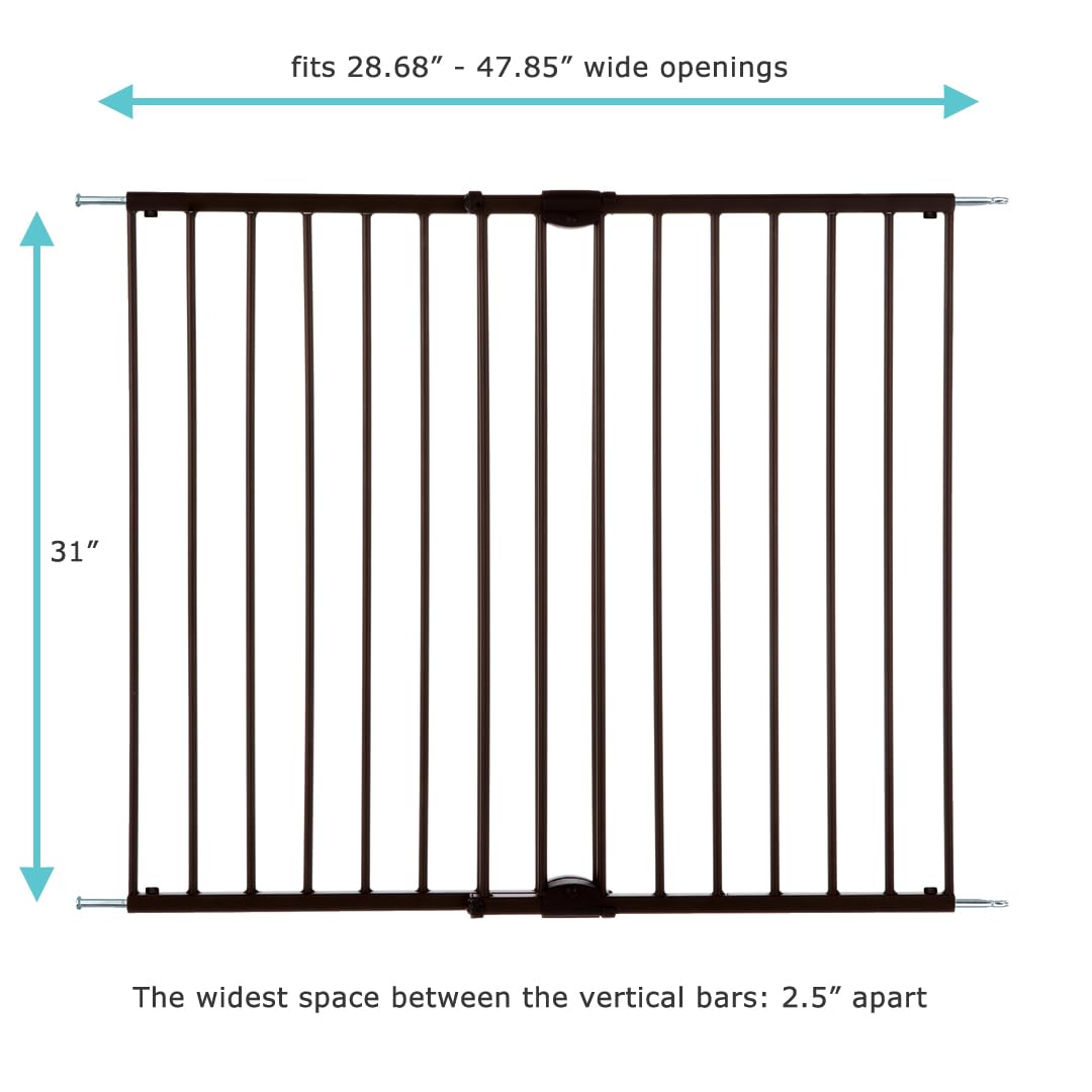 Toddleroo Easy Swing & Lock Baby Gate for Top of Stairs: 31" Tall, Bronze