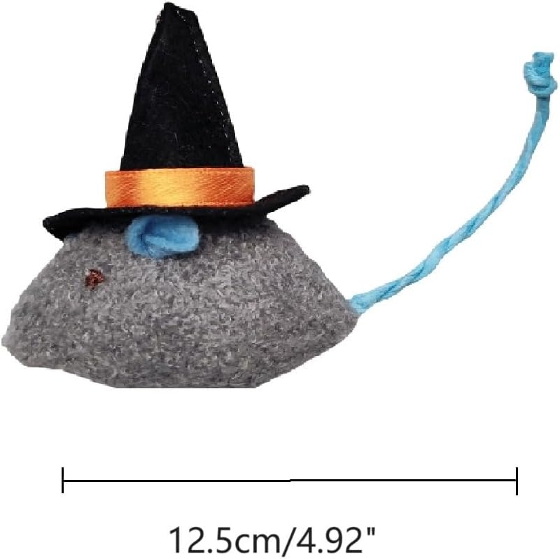 6-Pack Halloween Cat Toys Interactive Toy Witch Magic Hat Costume Plush Mouse Shaped Catnip Toys