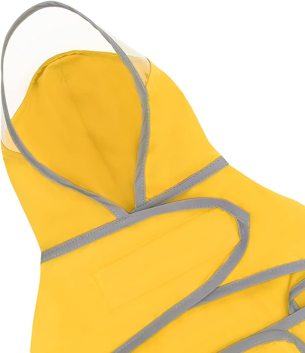 HDE Clear Hooded Dog Raincoat Jacket Poncho with Dog Leash Hole Yellow S