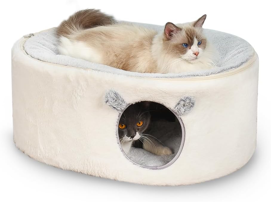 Elevated Cat Hammock, Fluffy Cuddle Cat Bed for Multiple Cats