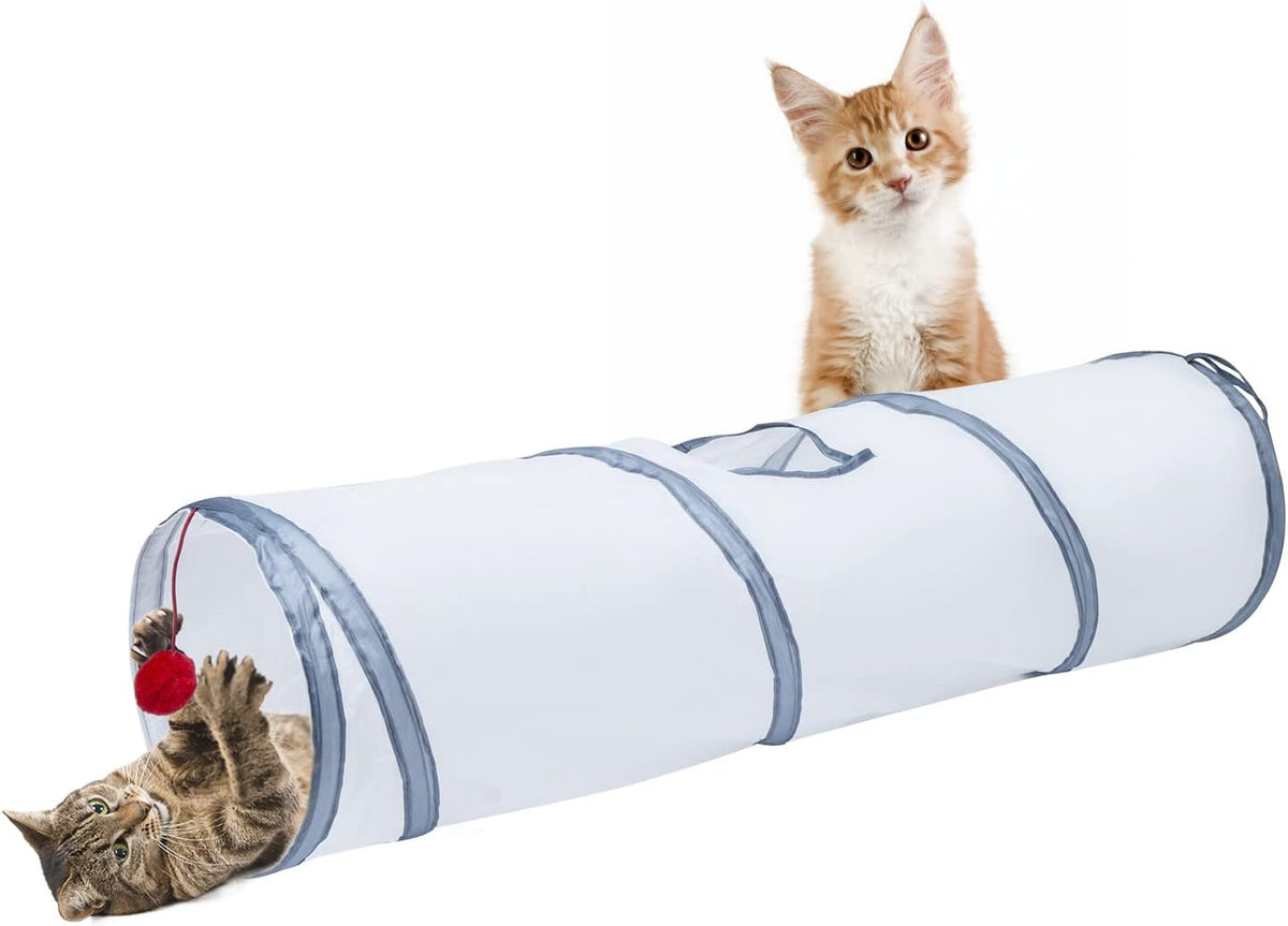 Sheldamy Cat Tunnel, S-2-Way Cat Tunnels for Indoor Cats, Collapsible Cat Play Tunnel, Interactive Toy Maze Cat House wi