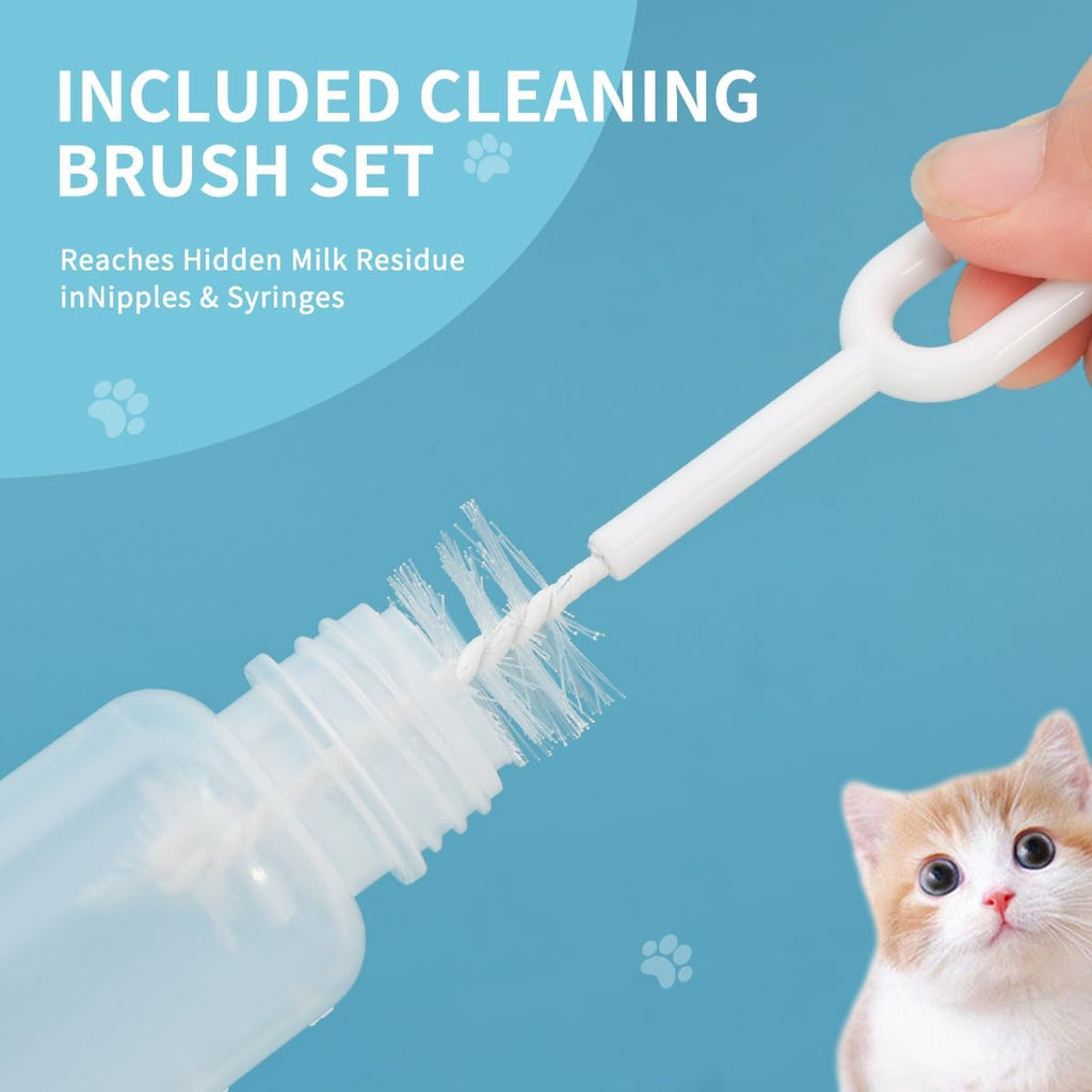 Pet Nursing Kit – Kitten Bottle Feeding Set with Nipples, Syringes, and Formula Dispenser for Newborn Puppies, Kittens, 