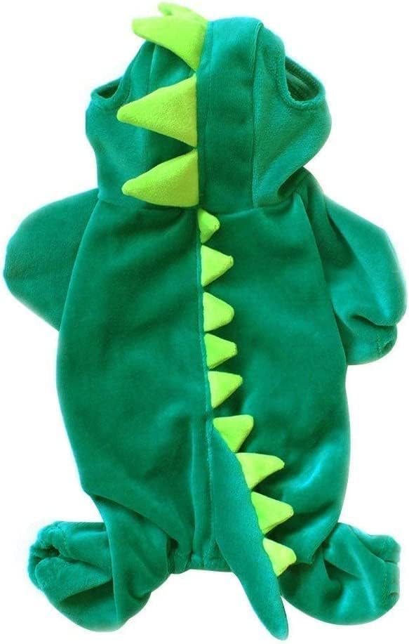Hotumn Dinosaur Dog Halloween Costume Pet Dino Hoodie for Small Dogs (Medium, Green)