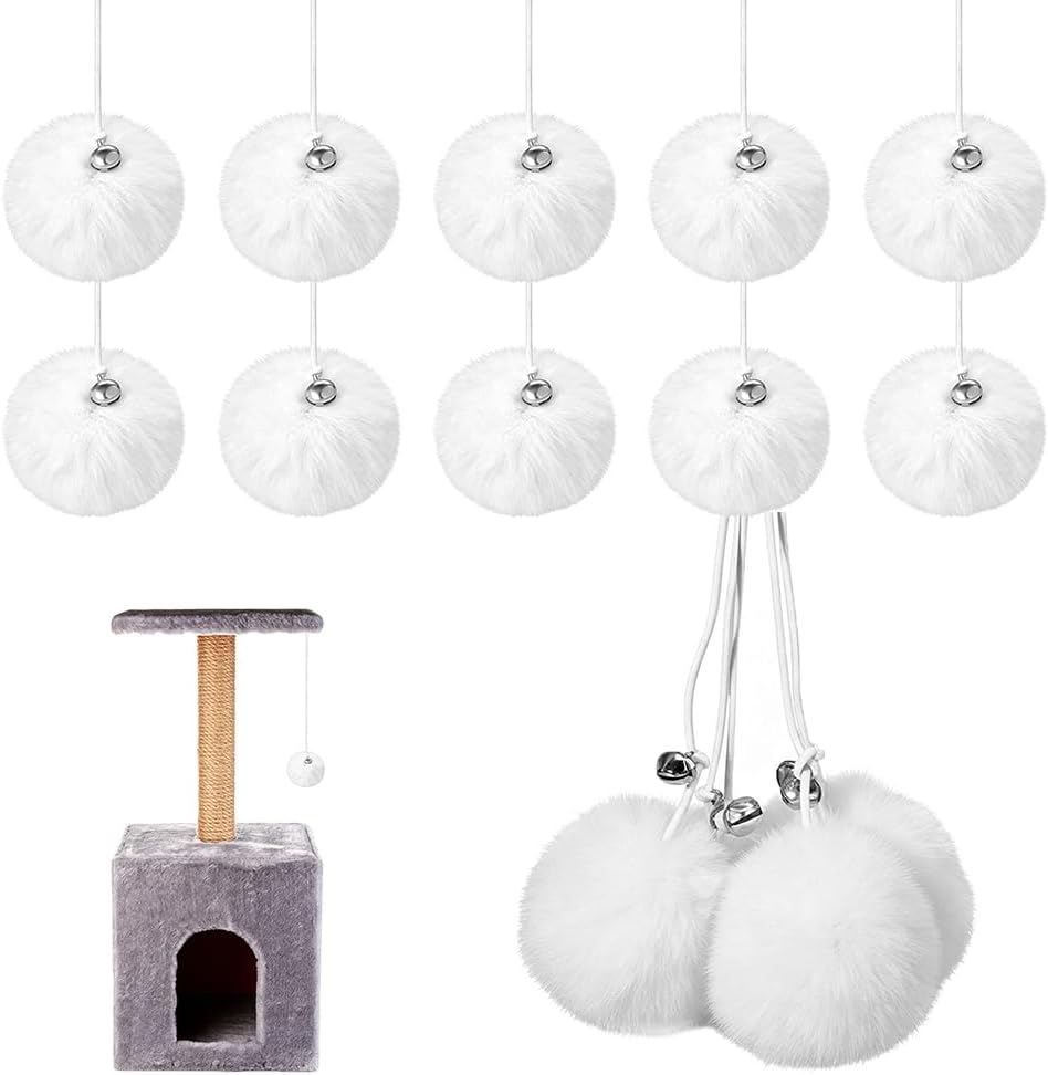 NBEADS 20 Pcs Cat Tree Replacement Balls, Interactive Catsplay Item Replacement Balls with Bell for Cat Polyester Rabbit