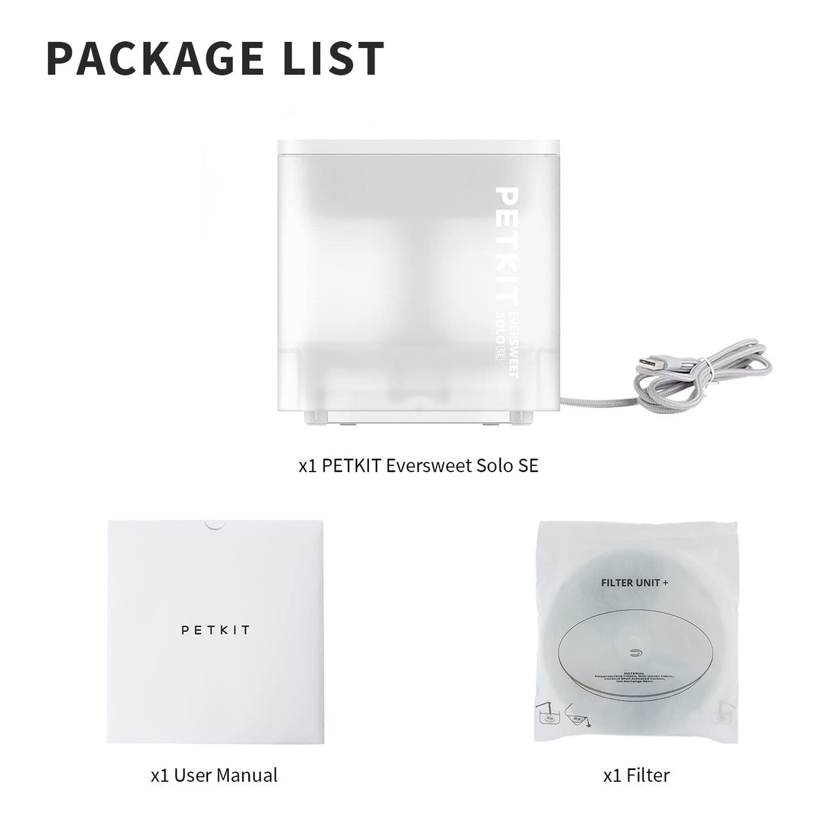 PETKIT Eversweet Solo SE Cat Water Fountain 65oz/1.85L Wireless Pump