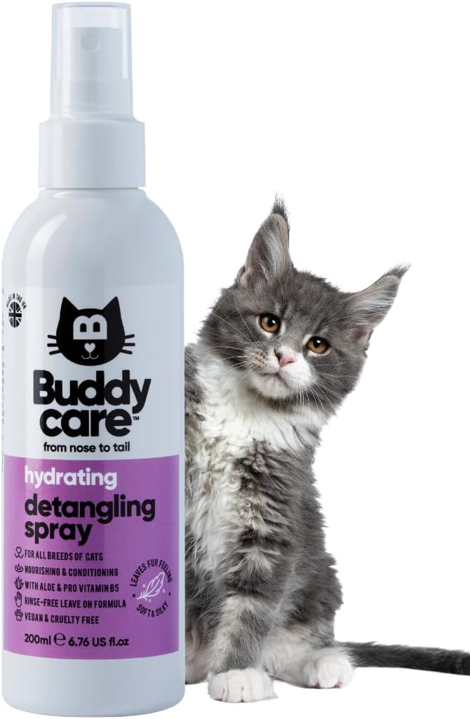 Buddycare Detangling Spray for Cats - Effective Cat Matted Fur Remover and Detangle Spray to Promote a Healthy Coat, Eas