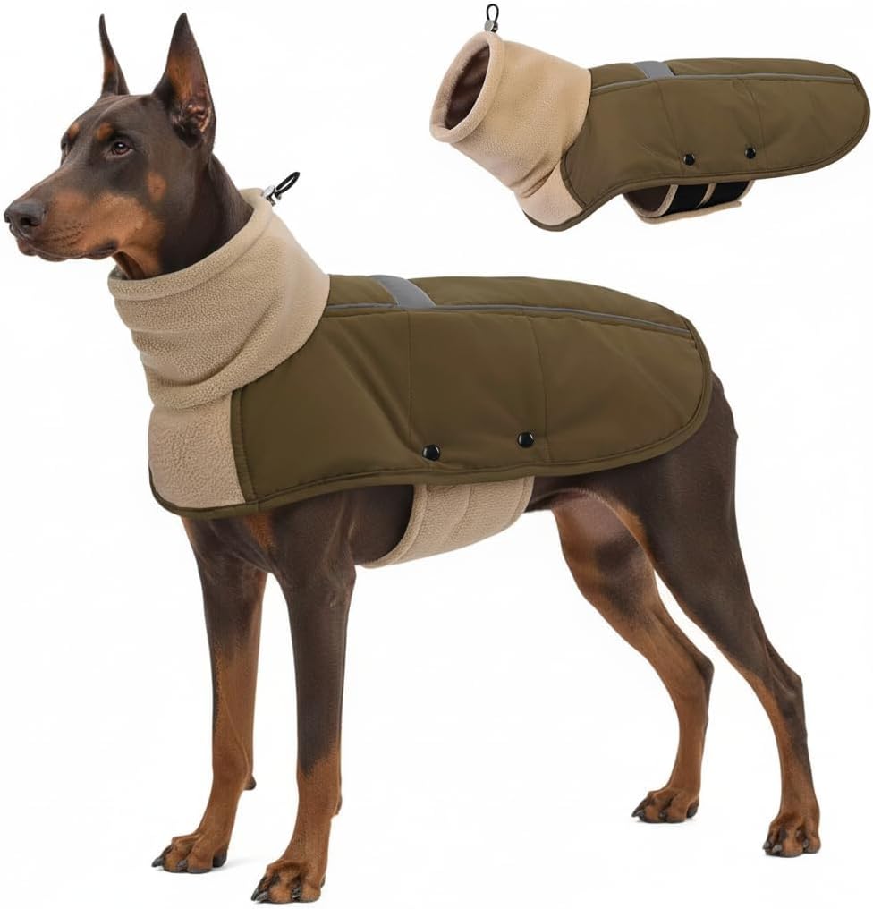 ASENKU Dog Coat Dog Puffer Winter Jacket for Large Dogs Doberman