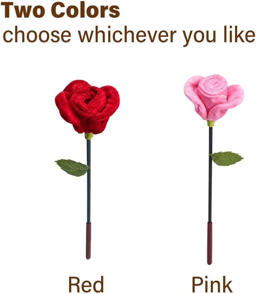Rose Cat Wand, Velvet Teaser with Bell & Crinkle (pink)
