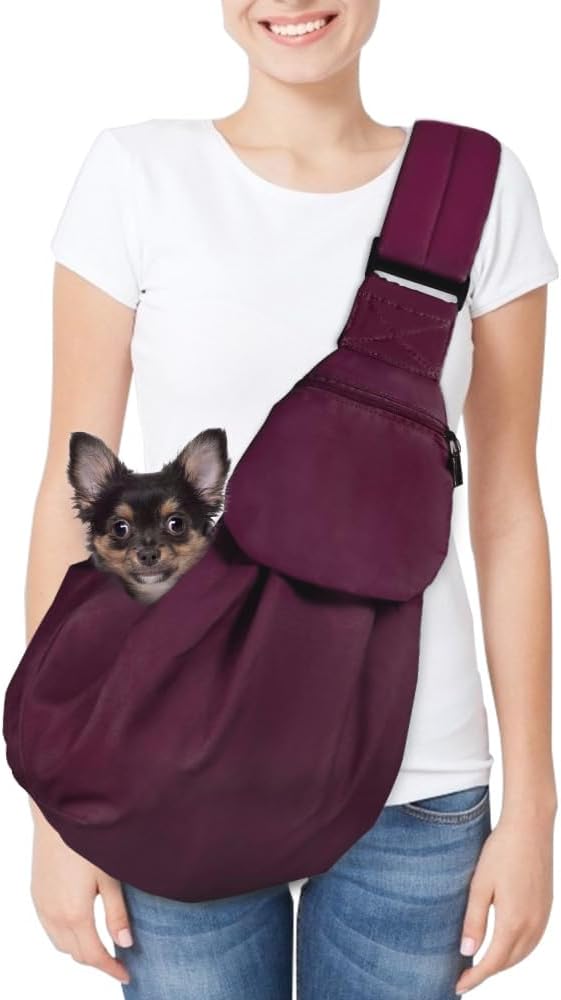 SlowTon Dog Carrier Sling for Small Dogs 2-16 lbs, Thick Padded, Adjustable
