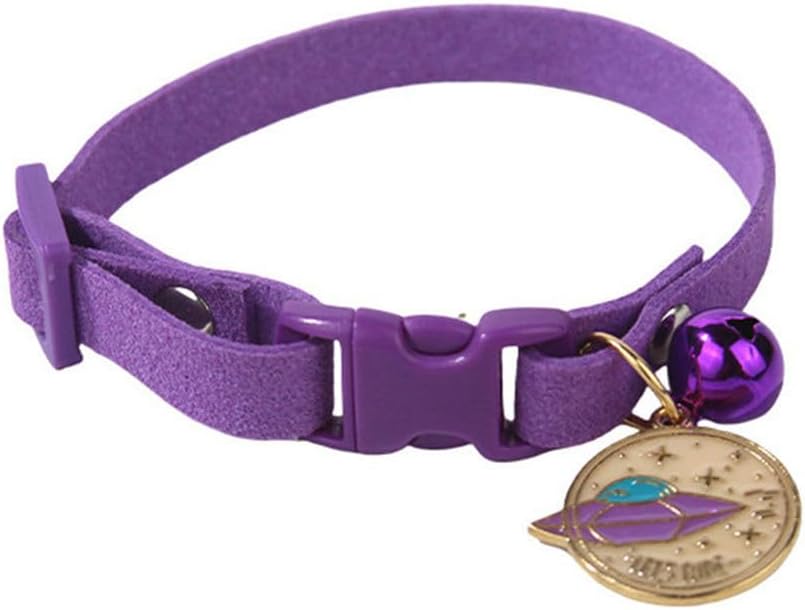 Cat Collar with Bell Pretty Girl Kitten Collar with Bells, Dark Purple XXS