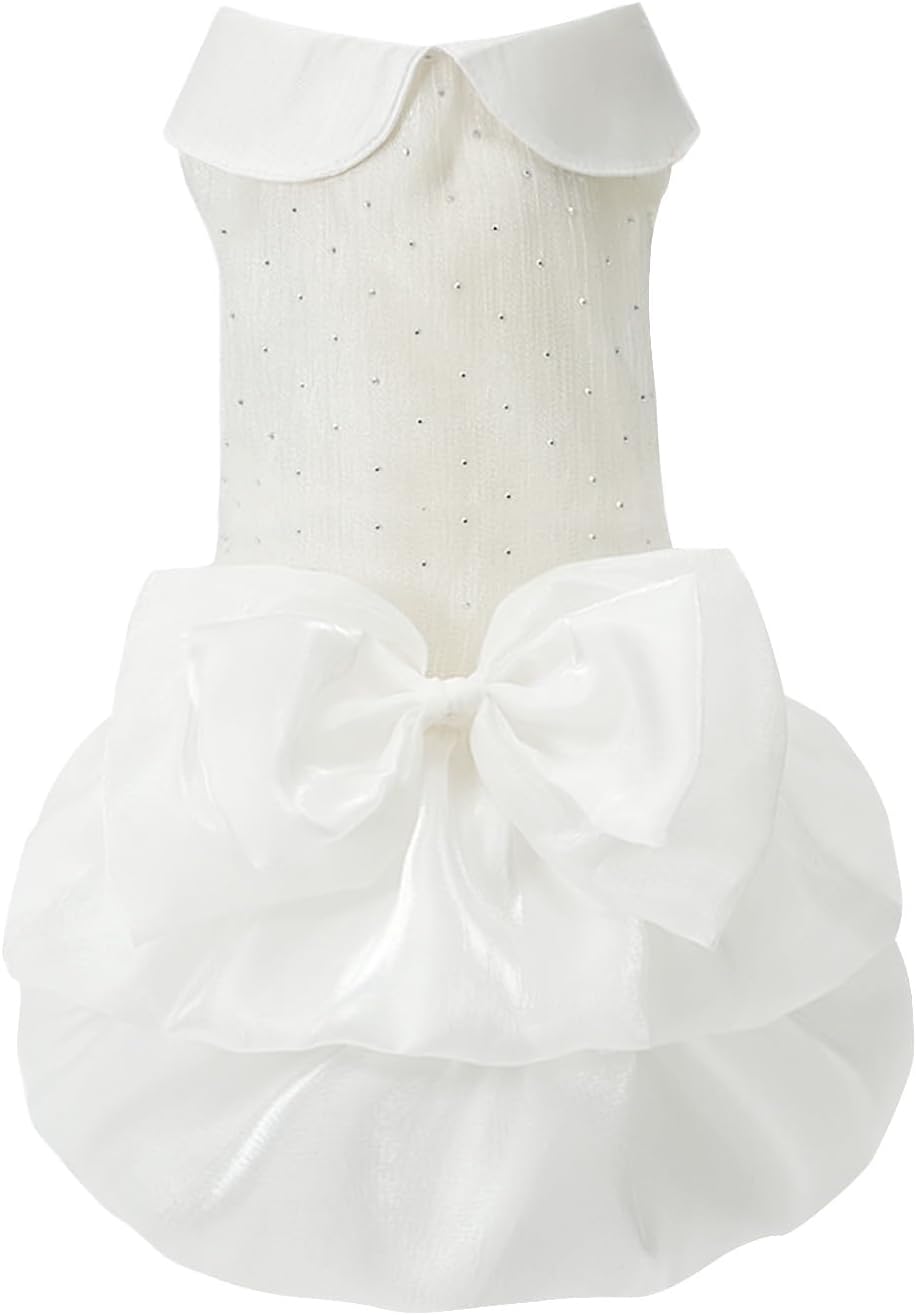 Dog Dress,Pet Wedding Dress Princess Formal Tutu Skirt with Bowknot,Puppy Birthday Party Outfit Apparel Girl for Small D