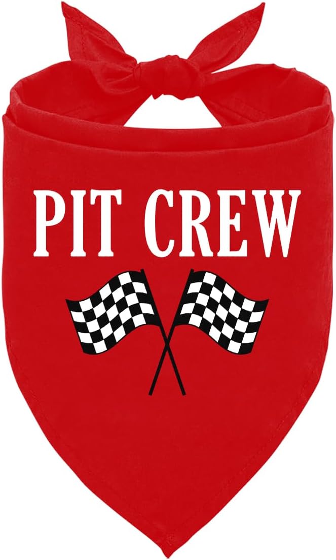 Pit Crew Dog Bandana, Red Dog Bandana, Checkered Flags Race Car Flag Dogs Bandanas, Pet Triangle Scarf, Gift for Dogs Lo