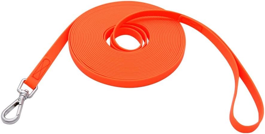 Waterproof Dog Training Leash 50FT 30FT 15FT 10FT 5FT Heavy Duty Recall Long Lead for Large Medium Small Dogs (30FT, Ora