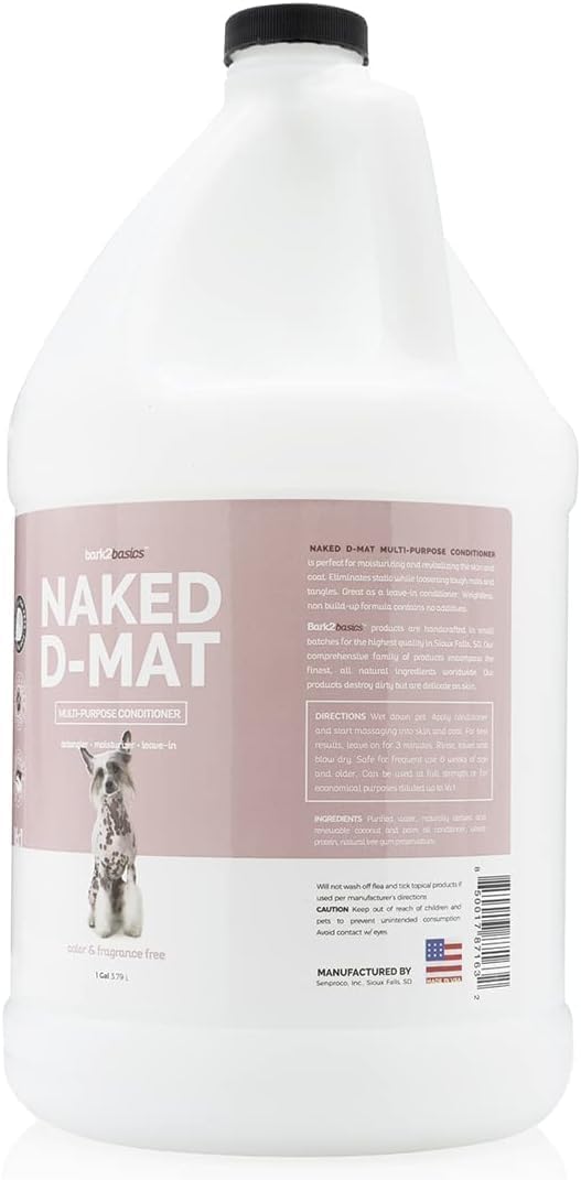 Bark2Basics Naked D-Mat Unscented Dog Conditioner and Detangler, 1 Gallon