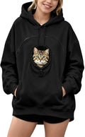Tibue Pet Pouch Carrier Hoodie with Dog Pouch, Cat Hoodie with Pouch (Black,Large)
