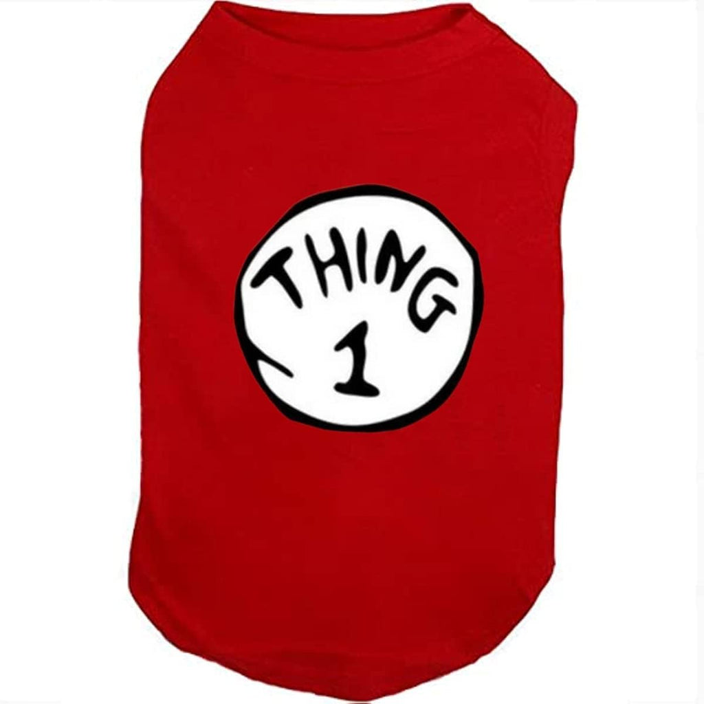 Dog Shirts for Pet Clothes Soft Breathable Puppy Shirts Pop Culture Thing 1 to Thing 9 Printed Pet T-Shirt (RED-2, Small