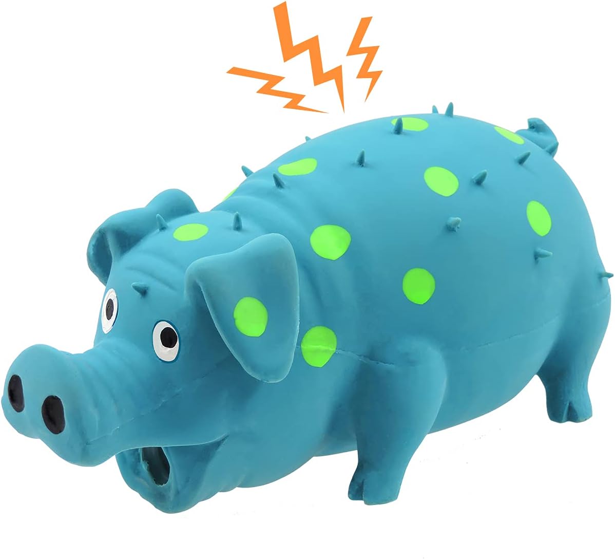 Andiker Dog Squeaky Toy, Dots Latex Dog Chew Toys with a Oinks Sound Squeaker Grunting Pig Dog Toy Durable Self Play 8" 
